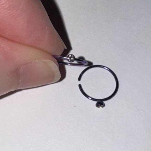 Purple 22 Gauge Titanium Plated Hoop Nose Rings - Picture 6 of 8